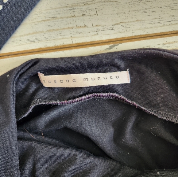 Susana Monaco Mockneck Open Back Ruched Knee Length Dress Black Size Small - Picture 3 of 6